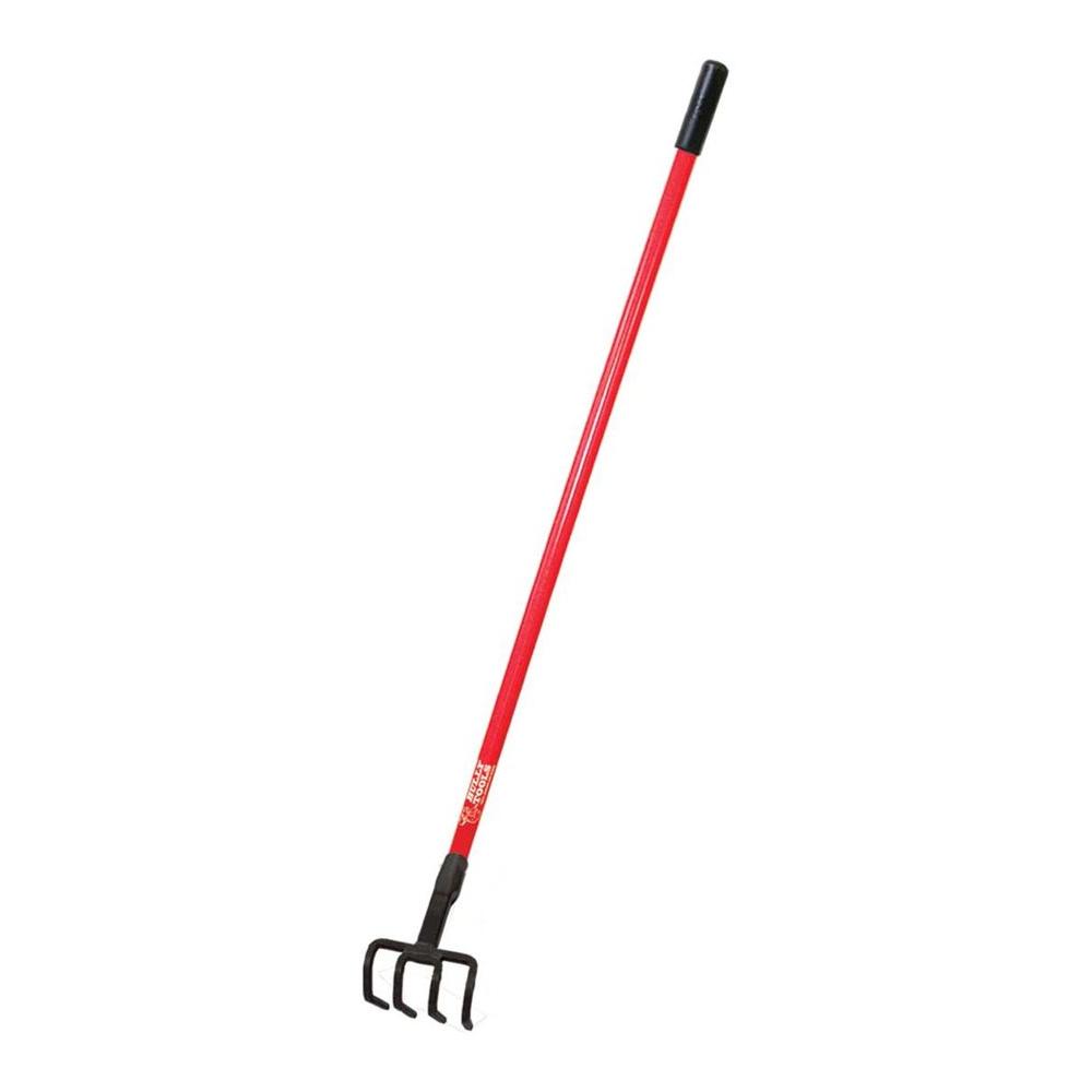 BULLY TOOLS Four Tine Cultivator with Fiberglass Long Handle